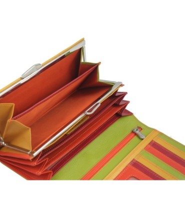 Kolorowy portfel damski Valentini, czerwień, pomarańcz, zieleń+ inne