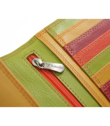 Kolorowy portfel damski Valentini, czerwień, pomarańcz, zieleń+ inne