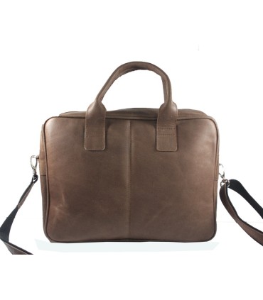 Skórzana torba na ramię na laptopa, A4, brązowa