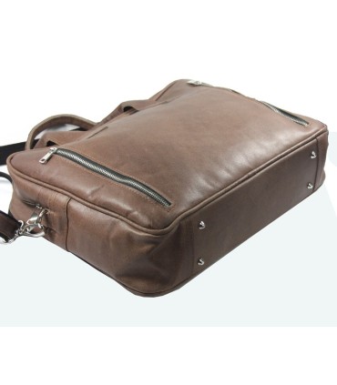 Skórzana torba na ramię na laptopa, A4, brązowa