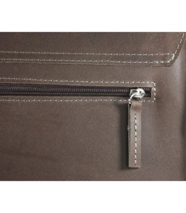 Skórzana torba z klapą na ramię na laptopa, A4, brązowa