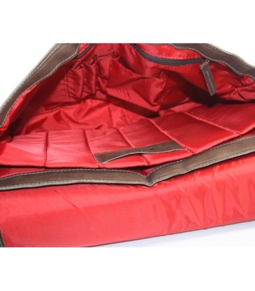 Skórzana torba z klapą na ramię na laptopa, A4, brązowa