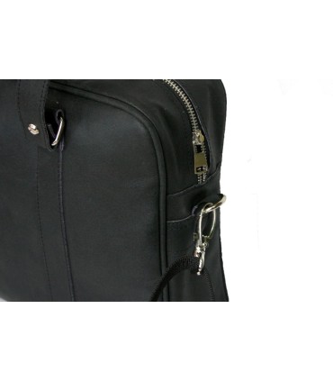 Skórzana torba na ramię na laptopa, A4, czarna