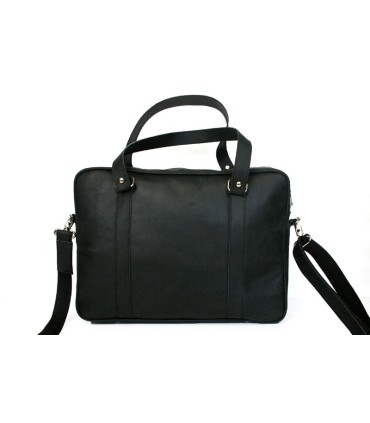 Skórzana torba na ramię na laptopa, A4, czarna