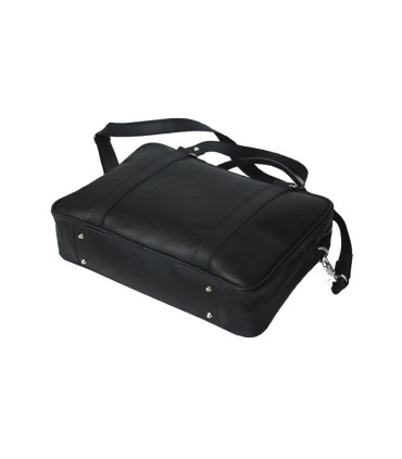 Skórzana torba na ramię na laptopa, A4, czarna