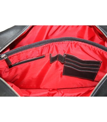 Skórzana torba na ramię na laptopa, A4, czarna