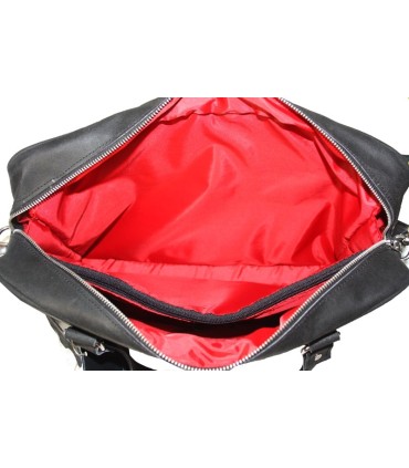 Skórzana torba na ramię na laptopa, A4, czarna