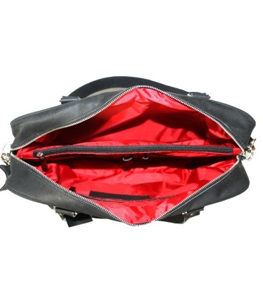 Skórzana torba na ramię na laptopa, A4, czarna