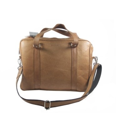 Skórzana torba na ramię na laptopa, A4, jasny brąz