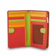 Skórzany portfel damski marki DuDu®, czerwony + pomarańczowy + inne