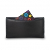 Skórzany duży portfel damski marki DuDu®, czarny + kolorowy środek
