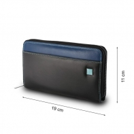Skórzany portfel damski typu saszetka marki DuDu®, czarny z kolorowym środkiem