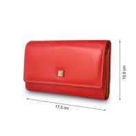 Skórzany portfel damski marki DuDu®, czerwony, pomarańczowy + inne