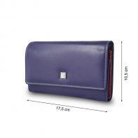 Skórzany portfel damski marki DuDu®, fioletowy, błękitny + inne