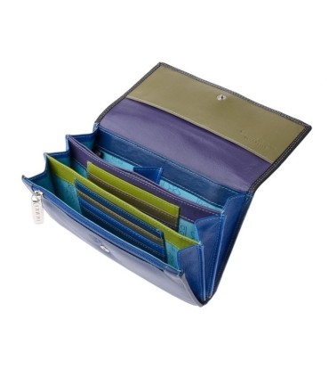 Skórzany portfel damski marki DuDu®, oliwkowy + granat