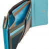 Skórzany mały portfel damski marki DuDu®, ciemny brąz, błękitny + inne