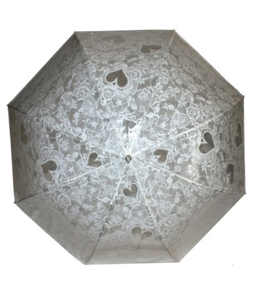 Głęboka przezroczysta parasolka damska, koronka