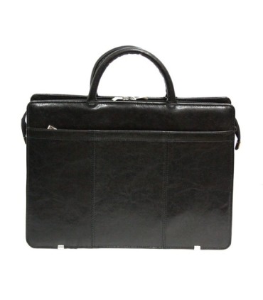 Teczka damska ze skóry naturalnej, jednokomorowa, granatowa