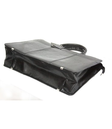 Teczka damska ze skóry naturalnej, jednokomorowa, granatowa