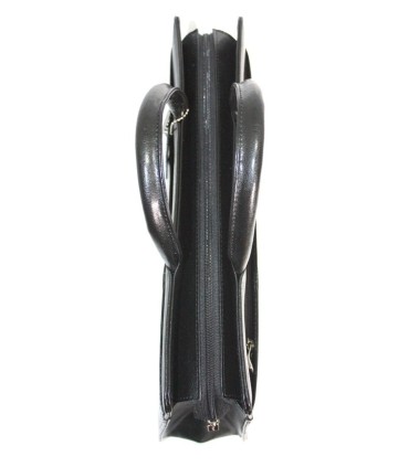 Teczka damska ze skóry naturalnej, jednokomorowa, granatowa