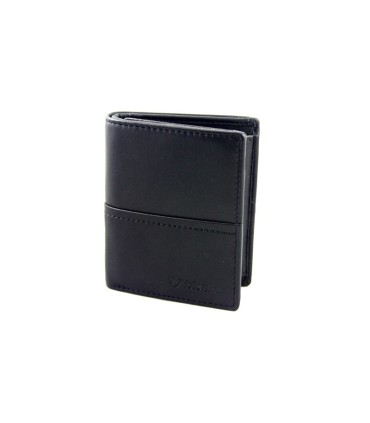 Męski niewielki pionowy skórzany portfel Valentini, czarny