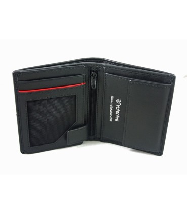Męski niewielki pionowy skórzany portfel Valentini, czarny