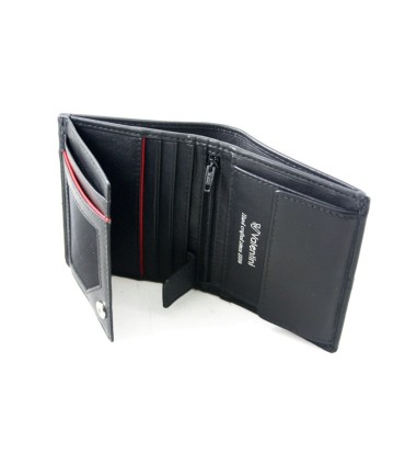 Męski niewielki pionowy skórzany portfel Valentini, czarny