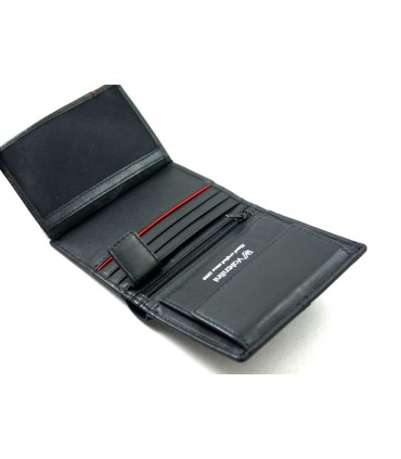 Męski niewielki pionowy skórzany portfel Valentini, czarny