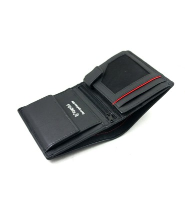 Męski niewielki pionowy skórzany portfel Valentini, czarny