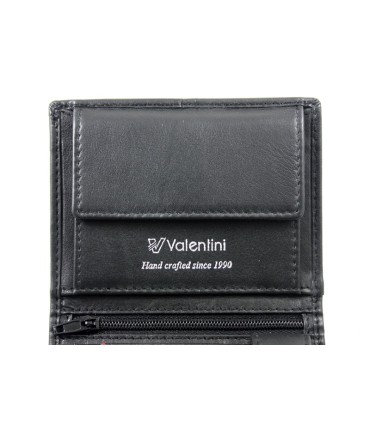 Męski niewielki pionowy skórzany portfel Valentini, czarny