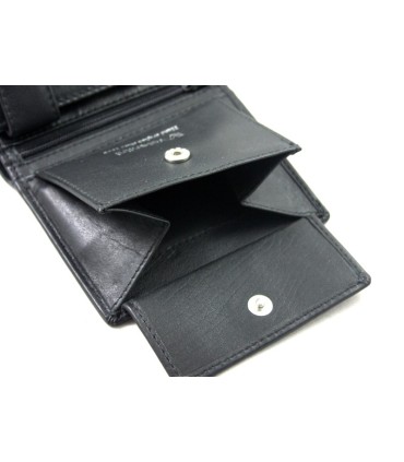 Męski niewielki pionowy skórzany portfel Valentini, czarny