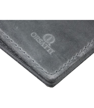 Skórzany super cienki portfel męski (SLIM WALLET) Orsatti, szary