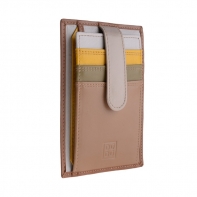 Skórzany portfel na karty marki DuDu®, beżowy, oliwkowy + inne