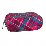 Saszetka piórnik szkolny Coolpack Clever, Cranberry Check 633