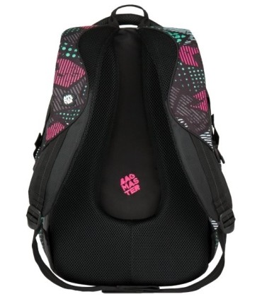 Plecak szkolny młodzieżowy Bagmaster trzykomorowy czarny z kolorowymi wstawkami