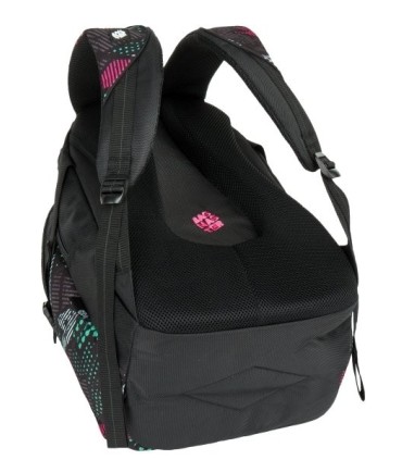 Plecak szkolny młodzieżowy Bagmaster trzykomorowy czarny z kolorowymi wstawkami