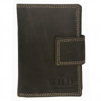 Praktyczny portfel damski Always Wild ze skóry nubukowej z zapięciem w kolorze brązowym