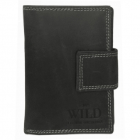 Praktyczny portfel damski Always Wild ze skóry nubukowej z zapięciem w kolorze czarnym