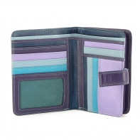 Skórzany portfel damski marki DuDu®, fiolet + niebieski