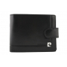 Męski portfel z zapięciem, czarny, skórzany, Pierre Cardin