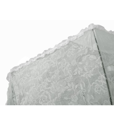 Głęboka przezroczysta parasolka damska z falbanką, koronka