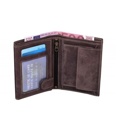Super wyposażony portfel męski Always Wild ze skóry nubukowej,  brąz
