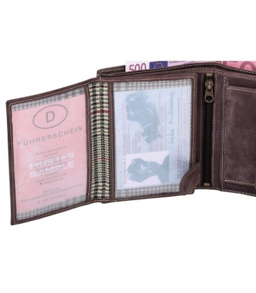 Super wyposażony portfel męski Always Wild ze skóry nubukowej,  brąz