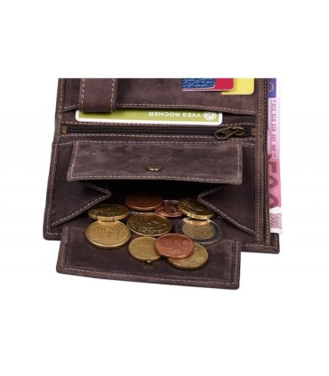 Super wyposażony portfel męski Always Wild ze skóry nubukowej,  brąz