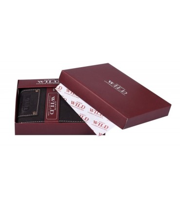 Poziomy portfel męski Always Wild ze skóry nubukowej,  brąz