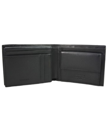 Portfel męski Pierre Cardin ze skóry naturalnej czarny z bordową wstawką