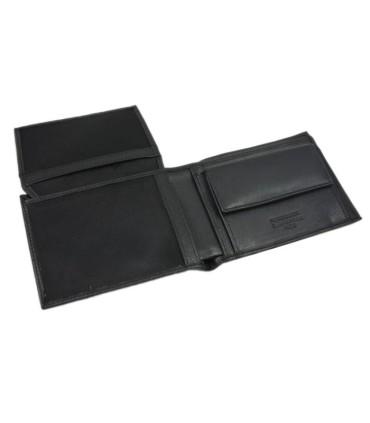 Portfel męski Pierre Cardin ze skóry naturalnej czarny z bordową wstawką