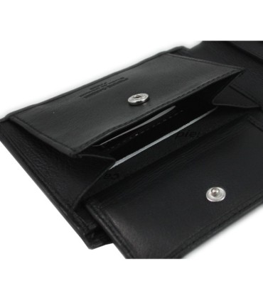 Portfel męski Pierre Cardin ze skóry naturalnej czarny z bordową wstawką
