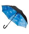 Parasol męski IMPLIVA mocny z podwójnym materiałem: czarny i niebieski w chmury