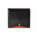 Skórzany portfel męski marki Peterson, RFID, czarny z czerwoną wstawką